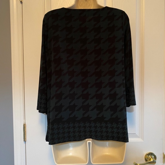 BUY 2 ITEMS GET 1 FREE - Cleo Petites Houndstooth 3/4 sleeve blouse Sz L - Picture 5 of 8